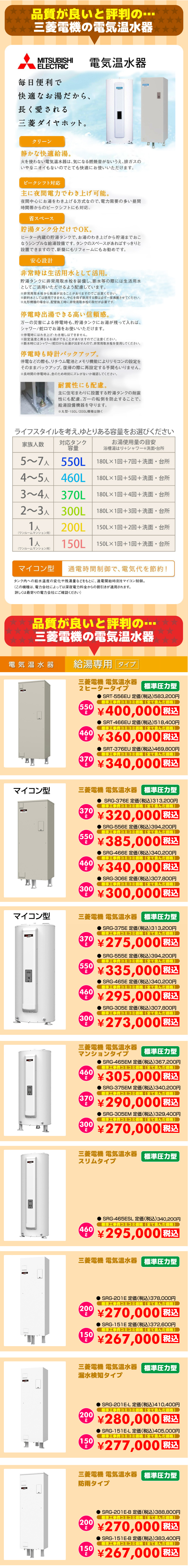 三菱電機 電気温水器
